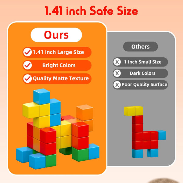 Magnetic Blocks, 1.41 Inch Large Magnetic Building Blocks for Toddlers 3 4 5 6 7 8 Years Old Boys Girls Magnetic Cubes for Kids 1-3 Montessori Toys STEM Preschool Educational Building Cube 30 Pcs