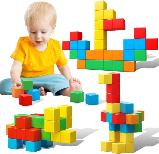 Magnetic Blocks, 1.41 Inch Large Magnetic Building Blocks for Toddlers 3 4 5 6 7 8 Years Old Boys Girls Magnetic Cubes for Kids 1-3 Montessori Toys STEM Preschool Educational Building Cube 30 Pcs