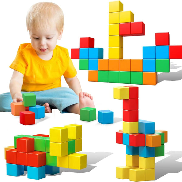 Magnetic Blocks, 1.41 Inch Large Magnetic Building Blocks for Toddlers 3 4 5 6 7 8 Years Old Boys Girls Magnetic Cubes for Kids 1-3 Montessori Toys STEM Preschool Educational Building Cube 30 Pcs