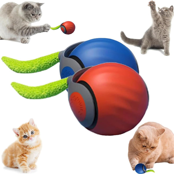 Speedy Tail 2.0,Speedy Tail Cat Toy,2025 New Generation Interactive Cat Toy,Interactive Cat Toys for Indoor Cats,Smart Interactive Cat Toy Ball,Automatic Moving Cat Toy Ball with Tail (Orange)