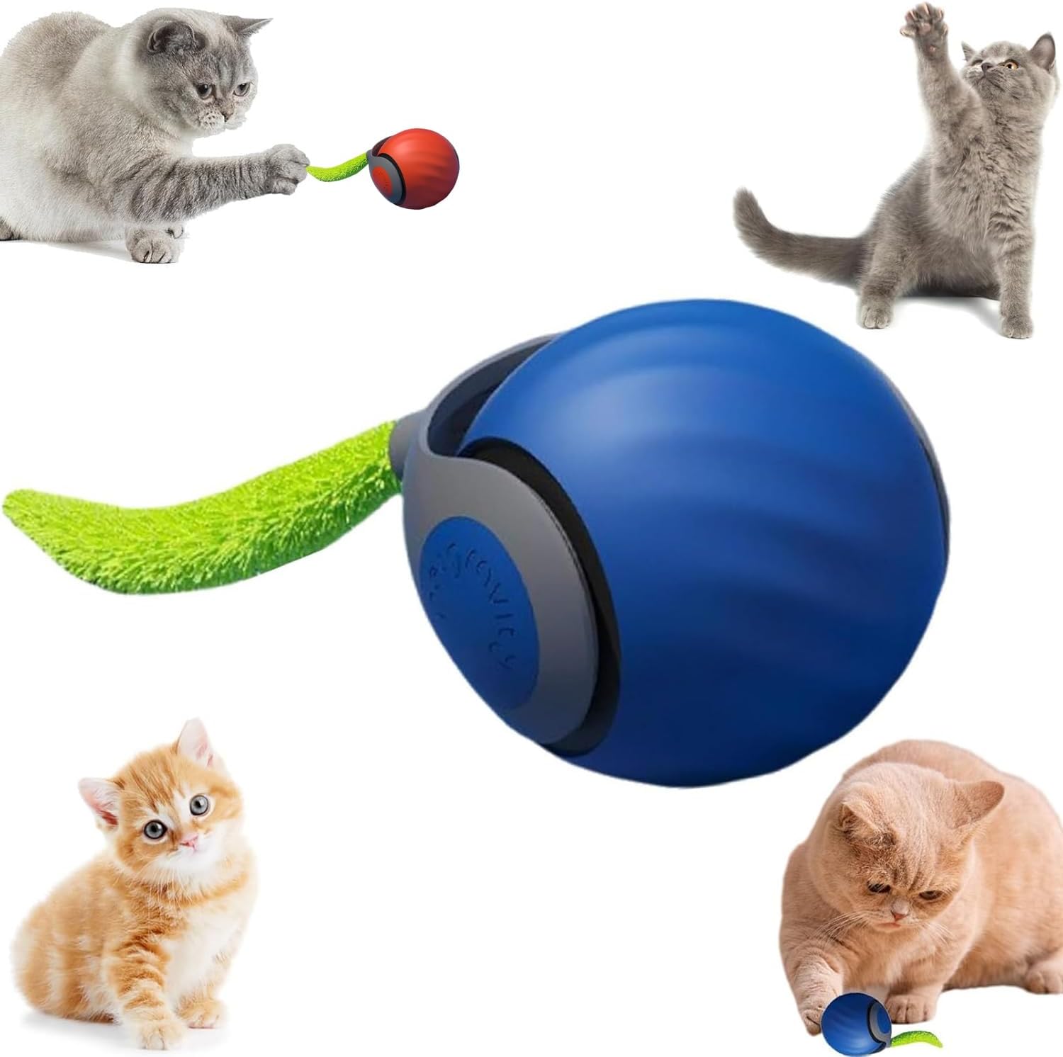 Speedy Tail 2.0,Speedy Tail Cat Toy,2025 New Generation Interactive Cat Toy,Interactive Cat Toys for Indoor Cats,Smart Interactive Cat Toy Ball,Automatic Moving Cat Toy Ball with Tail (Orange)