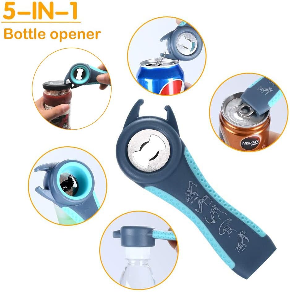 Latest Jar Opener for Seniors with Arthritis, Weak Hands, Multi-Function Bottle Opener with Non Slip Rubber Jar Opener Gripper Pad and Corkscrew Wine Opener