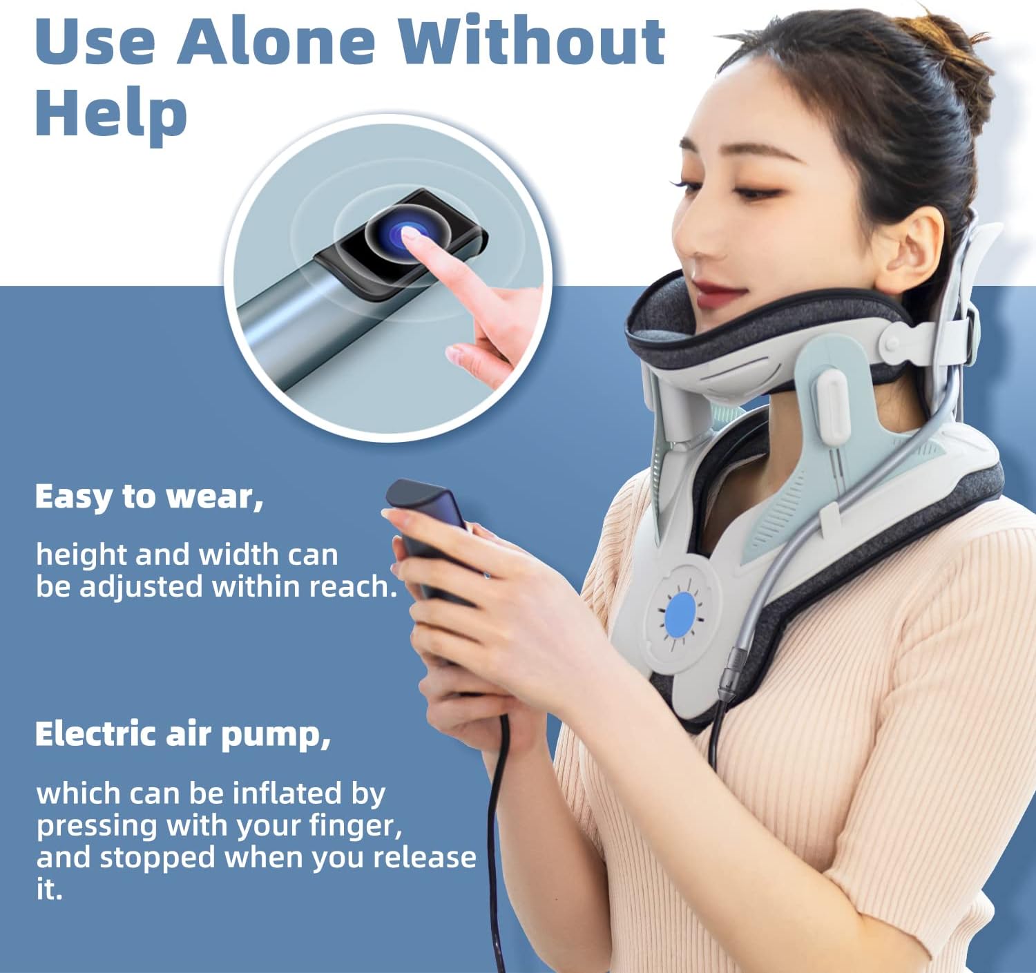 Cervical Neck Traction Device, Home Use Neck Traction Device with Electric Air Pump, Easy to Wear and Fully Adjustable