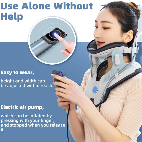 Cervical Neck Traction Device, Home Use Neck Traction Device with Electric Air Pump, Easy to Wear and Fully Adjustable