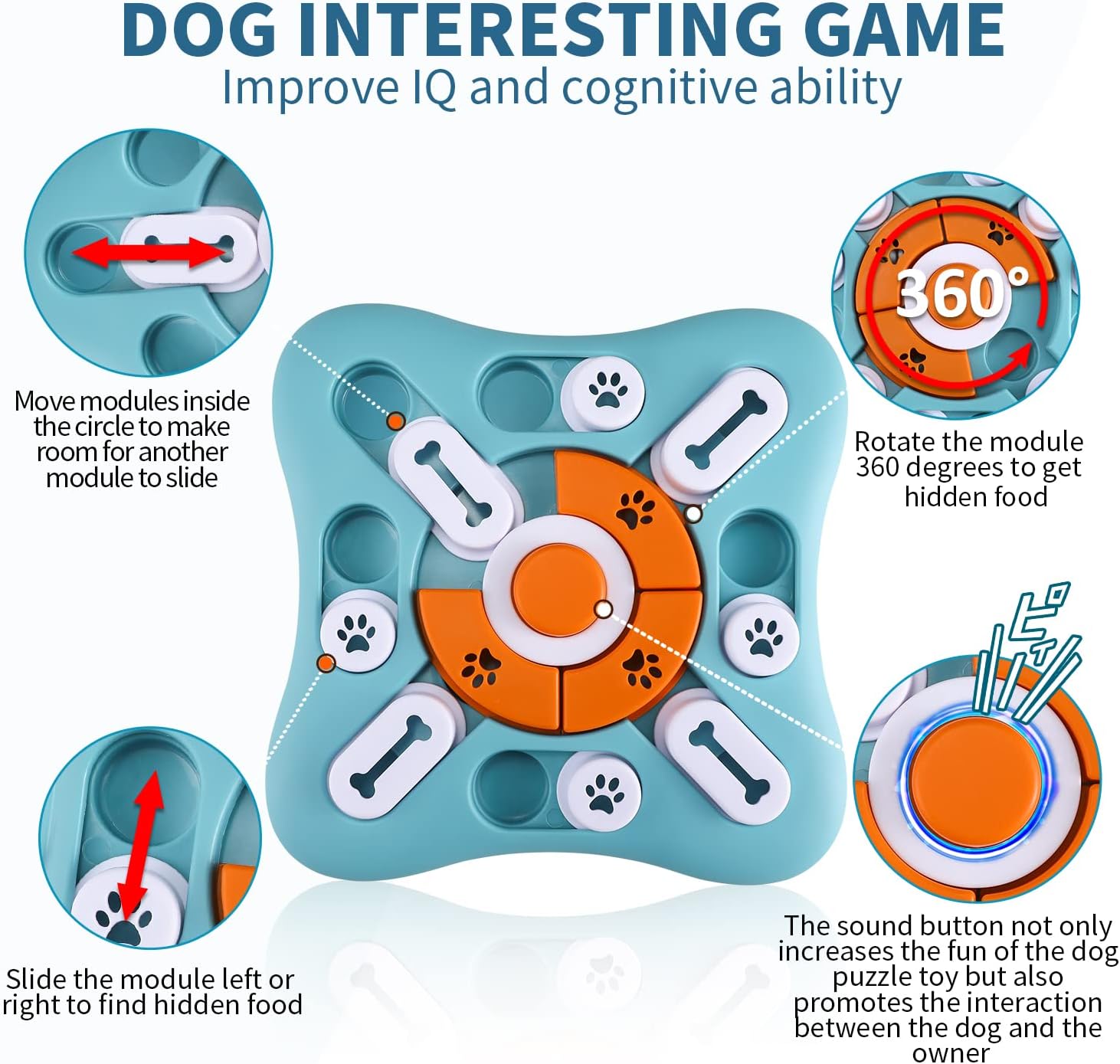 Interactive Dog Treat Puzzle Toys for IQ Training & Mental Stimulating,Fun Slow Feeder,Large Medium Small Dogs Enrichment Toys with Squeak Design