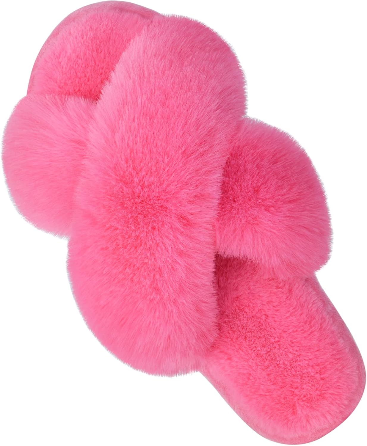 Women'S Cross Band Slippers Fuzzy Soft House Slippers Plush Furry Warm Cozy Open Toe Fluffy Home Shoes Comfy Indoor Outdoor Slip on Breathable