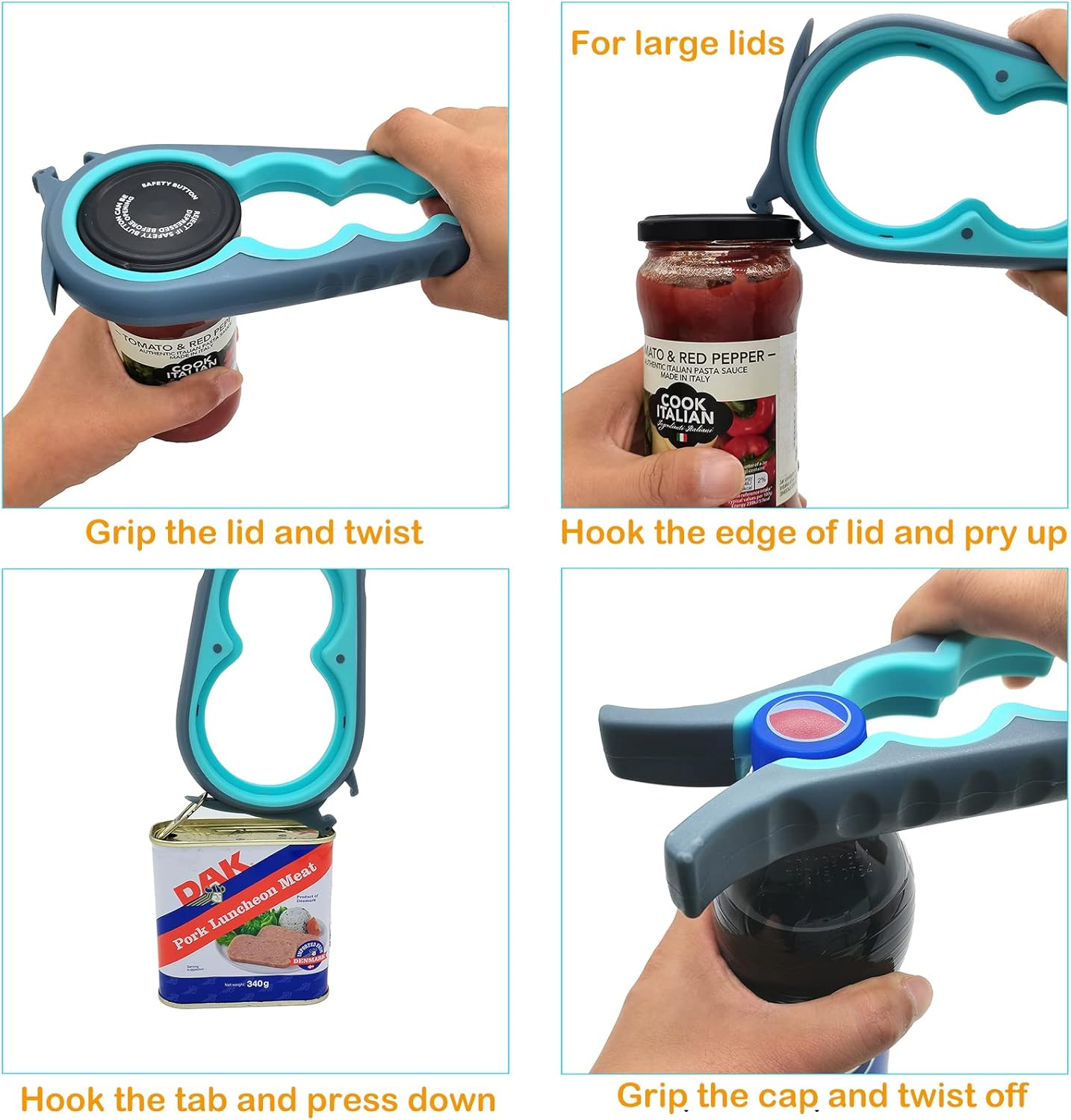 Latest Jar Opener for Seniors with Arthritis, Weak Hands, Multi-Function Bottle Opener with Non Slip Rubber Jar Opener Gripper Pad and Corkscrew Wine Opener