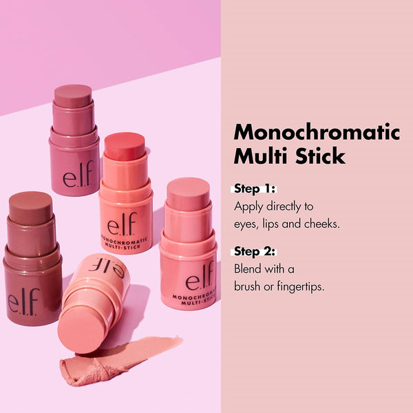 Monochromatic Multi Stick, Creamy, Lightweight, Versatile, Luxurious, Adds Shimmer, Easy to Use on the Go, Blends Effortlessly, Sparkling Rose, 0.17 Oz