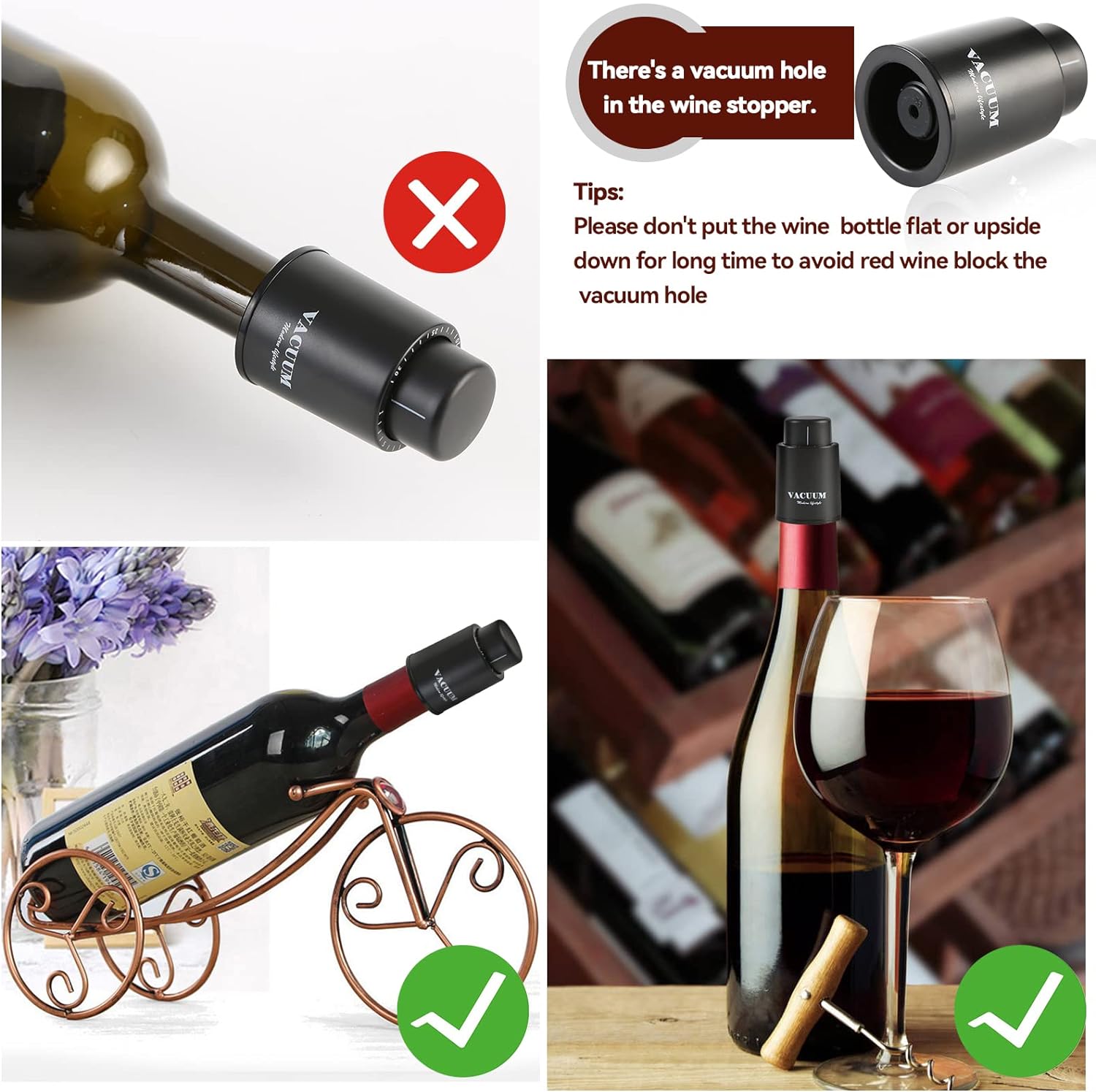 [2 Pack]Wine Bottle Stoppers,Real Vacuum Wine Stoppers,Reusable Wine Preserver,Wine Corks Keep Fresh,Best Gifts for Wine Lovers for Christmas Gifts.