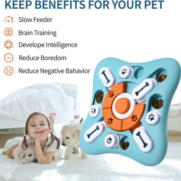 Interactive Dog Treat Puzzle Toys for IQ Training & Mental Stimulating,Fun Slow Feeder,Large Medium Small Dogs Enrichment Toys with Squeak Design