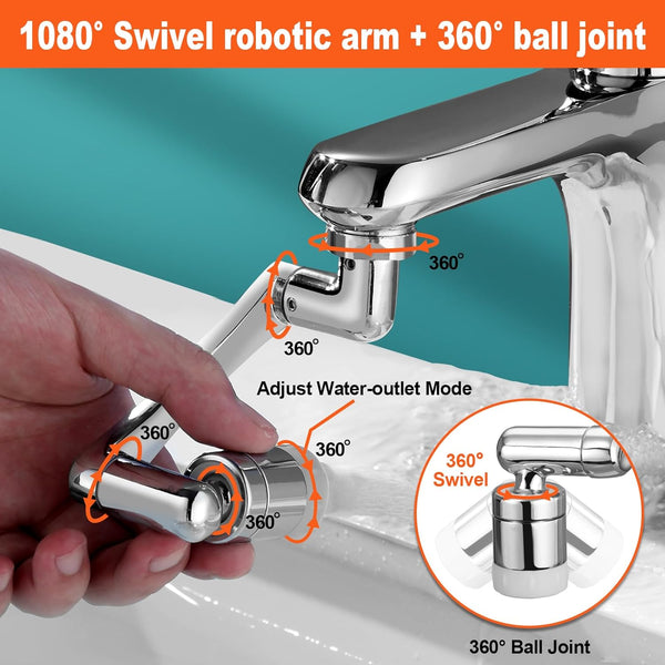 1440° Sink Faucet Aerator Extension Swivel Faucet Extender for Toddlers, 2 Sprayer Mode Bathroom Kitchen Faucet Attachment Tap Head Replacement for Face Washing Smart Faucet Attachment