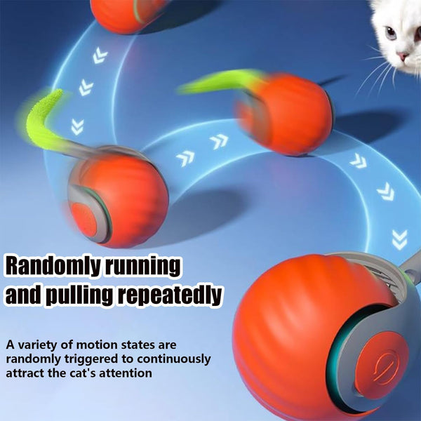 Speedy Tail 2.0,Speedy Tail Cat Toy,2025 New Generation Interactive Cat Toy,Interactive Cat Toys for Indoor Cats,Smart Interactive Cat Toy Ball,Automatic Moving Cat Toy Ball with Tail (Orange)