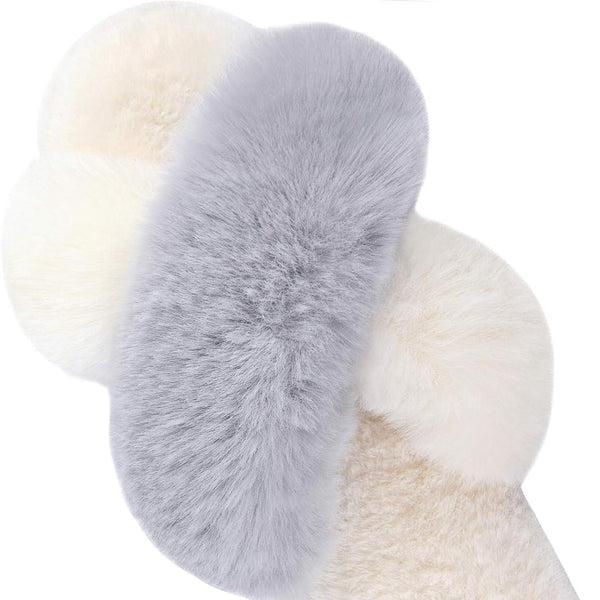 Women'S Cross Band Slippers Fuzzy Soft House Slippers Plush Furry Warm Cozy Open Toe Fluffy Home Shoes Comfy Indoor Outdoor Slip on Breathable