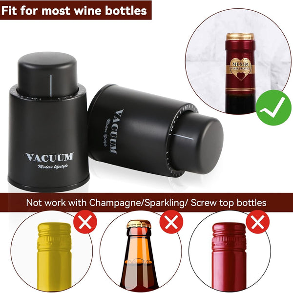 [2 Pack]Wine Bottle Stoppers,Real Vacuum Wine Stoppers,Reusable Wine Preserver,Wine Corks Keep Fresh,Best Gifts for Wine Lovers for Christmas Gifts.