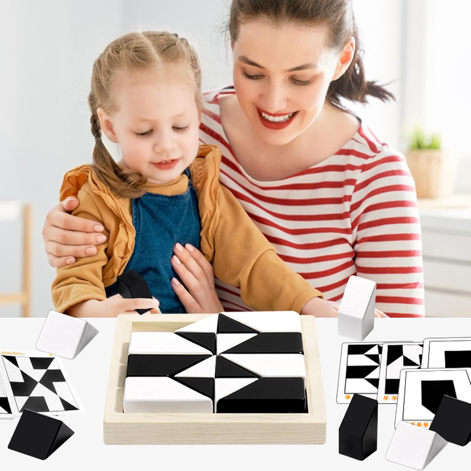 Block Puzzles Hidden Building Blocks for Kids, 3D Puzzles with Storage Tray Educational Assembly Puzzles Brain Teaser Games Game New Year'S Gift for Early Education Ages 3+