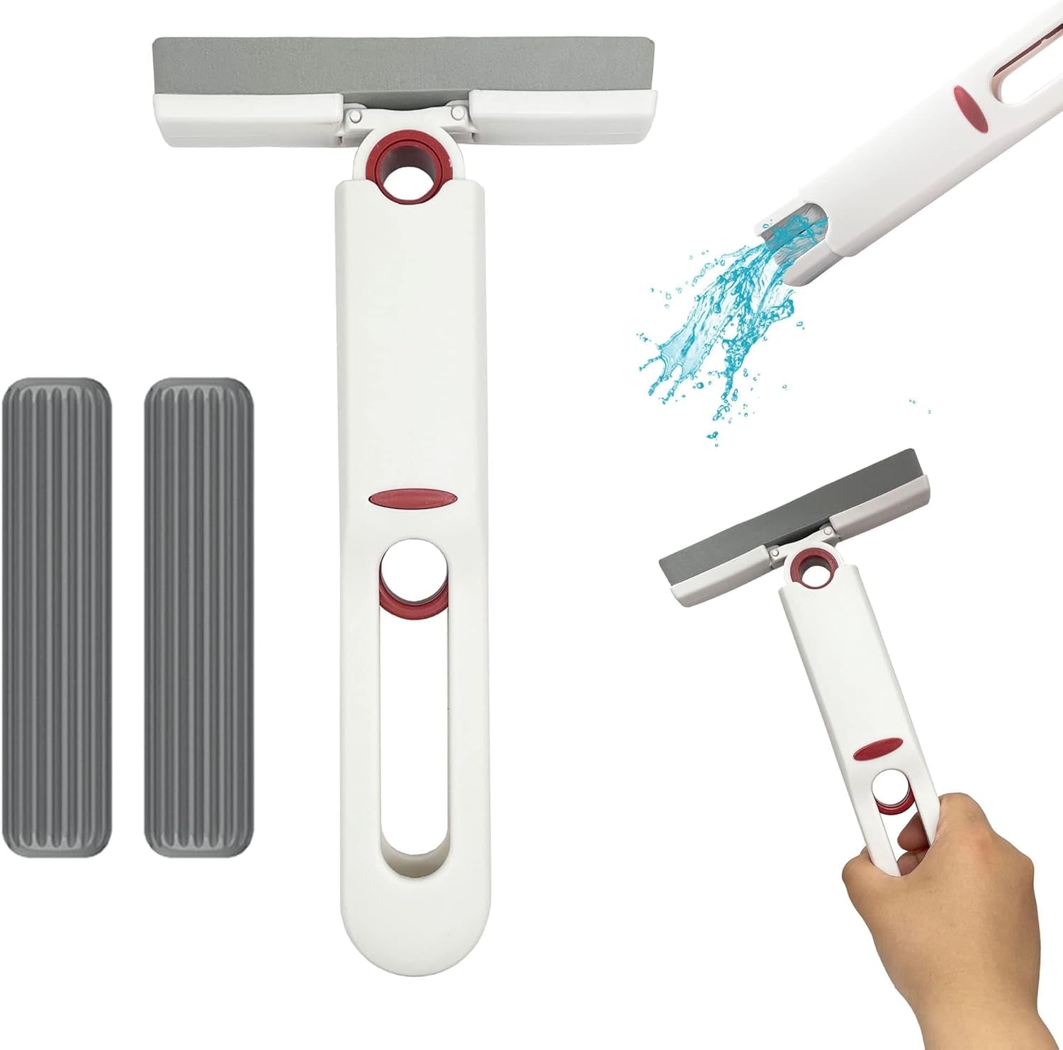 Mini Mop Portable Self-Squeeze Small Mop, Hand Free Automatic Cleaning Mop, Suitable for Wash Basin, Sink, Bathroom, Car Glass, Kitchen((3 Cotton Head + 1 Squeeze Handle) )