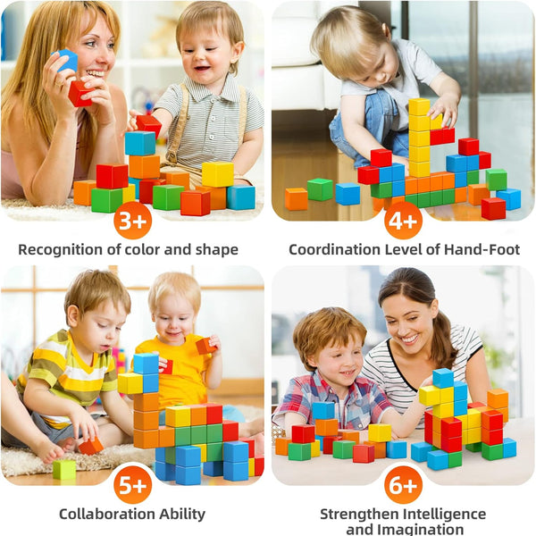 Magnetic Blocks, 1.41 Inch Large Magnetic Building Blocks for Toddlers 3 4 5 6 7 8 Years Old Boys Girls Magnetic Cubes for Kids 1-3 Montessori Toys STEM Preschool Educational Building Cube 30 Pcs