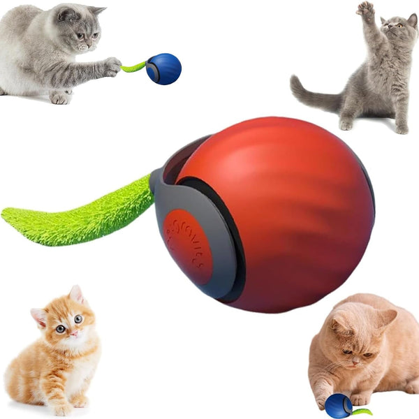 Speedy Tail 2.0,Speedy Tail Cat Toy,2025 New Generation Interactive Cat Toy,Interactive Cat Toys for Indoor Cats,Smart Interactive Cat Toy Ball,Automatic Moving Cat Toy Ball with Tail (Orange)